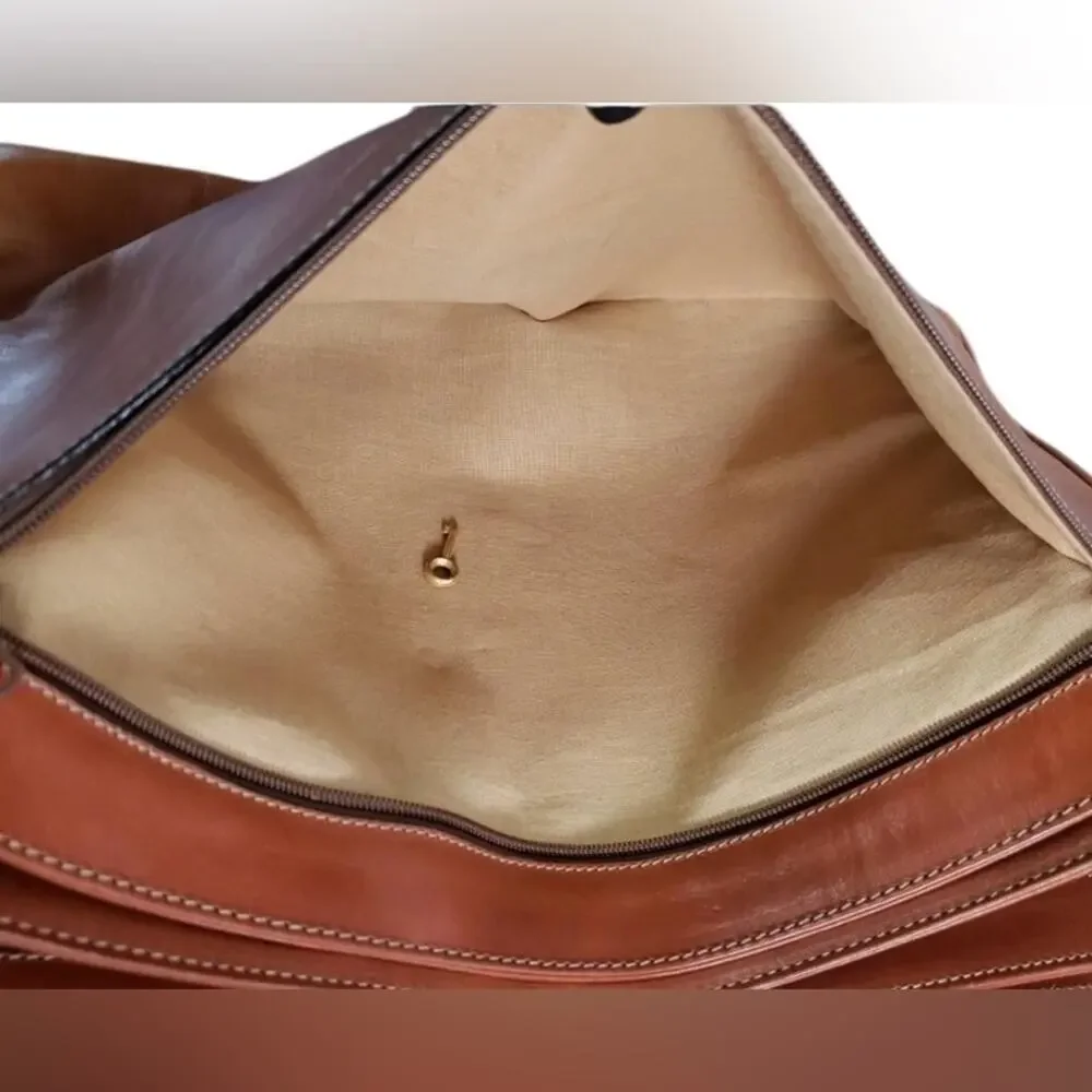 Vintage Classic Brown Leather Men's Briefcase